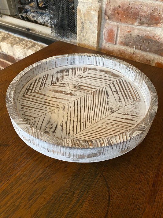 White Distressed Lazy Susan