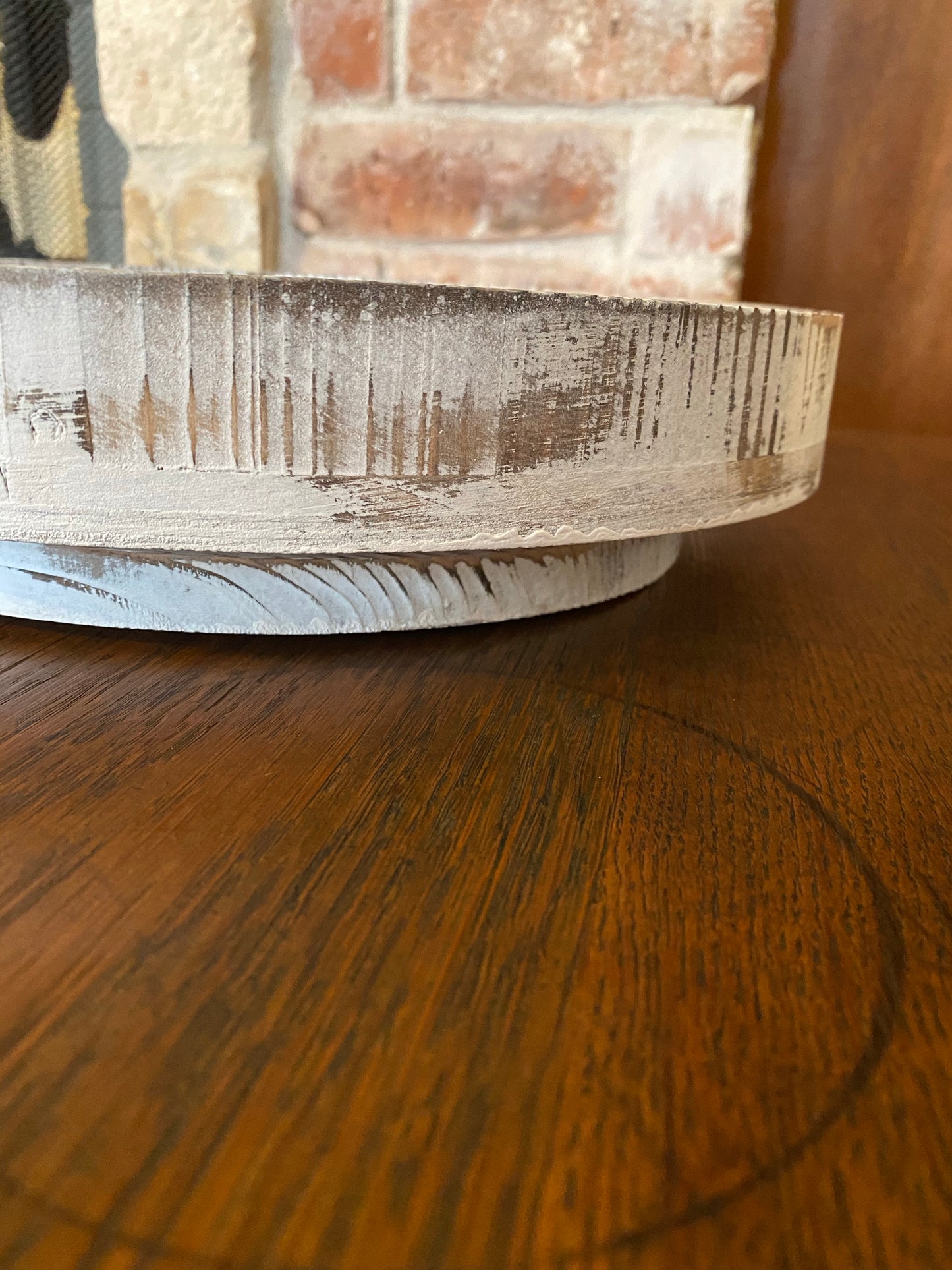 White Distressed Lazy Susan